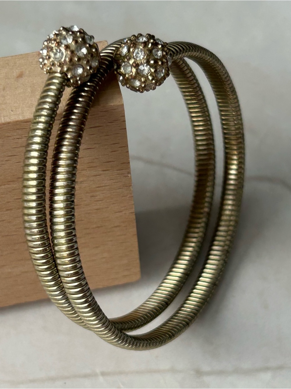 Gold-Tone Crystal Ball Coil Bracelet